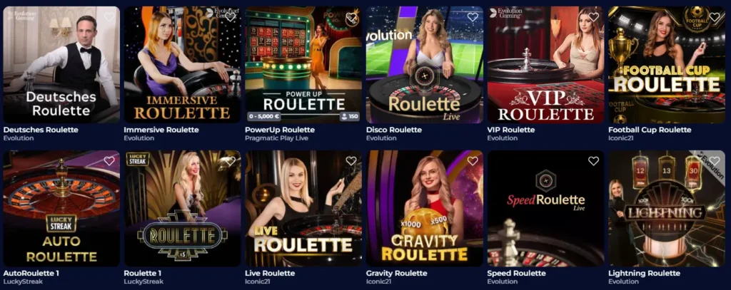 Nine Win casino live roulette table and game lobby
